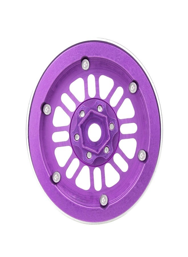 TCRC 4PCS Aluminum 2.2 Inch High Mass Beadlock Wheels Hubs for 1/10 Axial Wraith RR10 YETI SCX10 D90 TRAXXAS TRX4 CC01 RC Crawler Car,Chrome+Purple - Image 3